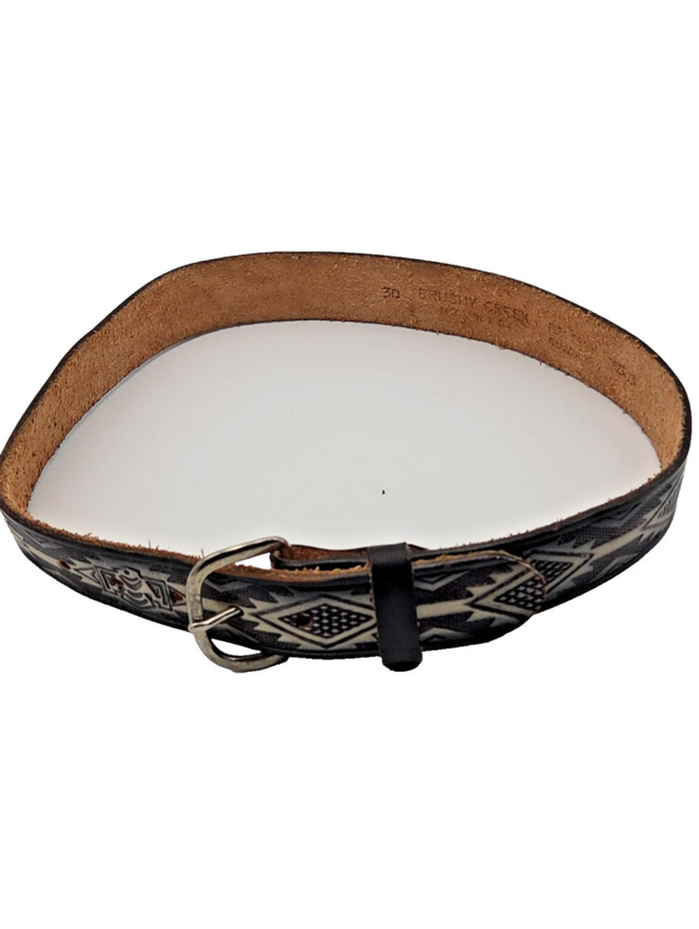 Vintage Brush Creek FG Cowhide Native inspired SW eagle motif USA made belt